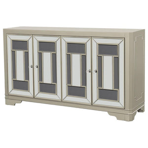 Toula 4-door Accent Cabinet - Smoke and Champagne
