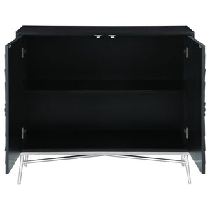 Josie 2-door Wood Sunburst Accent Cabinet - Black and Silver