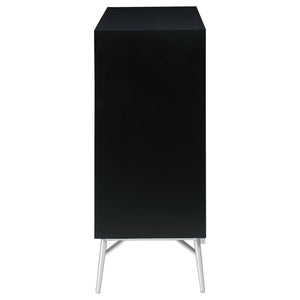Josie 2-door Wood Sunburst Accent Cabinet - Black and Silver