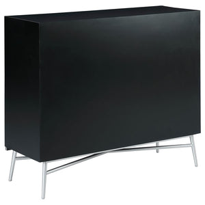 Josie 2-door Wood Sunburst Accent Cabinet - Black and Silver