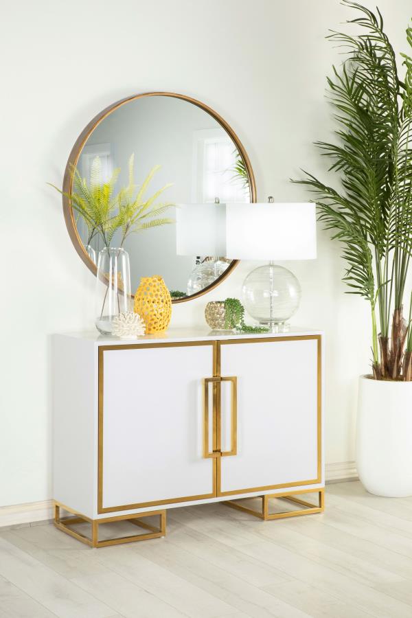 Elsa 2-door Wood Storage Accent Cabinet - White and Gold