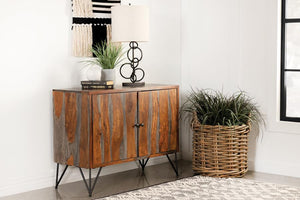 Macon 2-door Sheesham Wood Storage Accent Cabinet - Grey