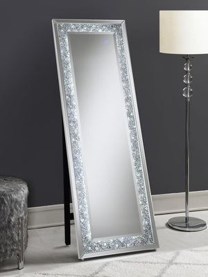 Carisi 22 x 61 Inch Crystal Acrylic Standing Mirror - Silver