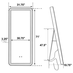 Glendora 32 x 71 Inch LED Standing Mirror BT Speakers - White