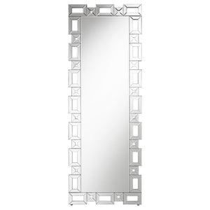 Tavin 24 x 65 Inch Geometric Frame Standing Mirror - Silver