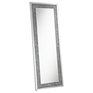 Valerie 24 x 63 Inch Acrylic Crystal Floor Mirror - Silver