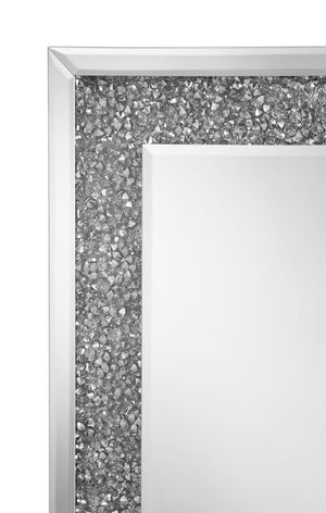 Valerie 24 x 63 Inch Acrylic Crystal Floor Mirror - Silver