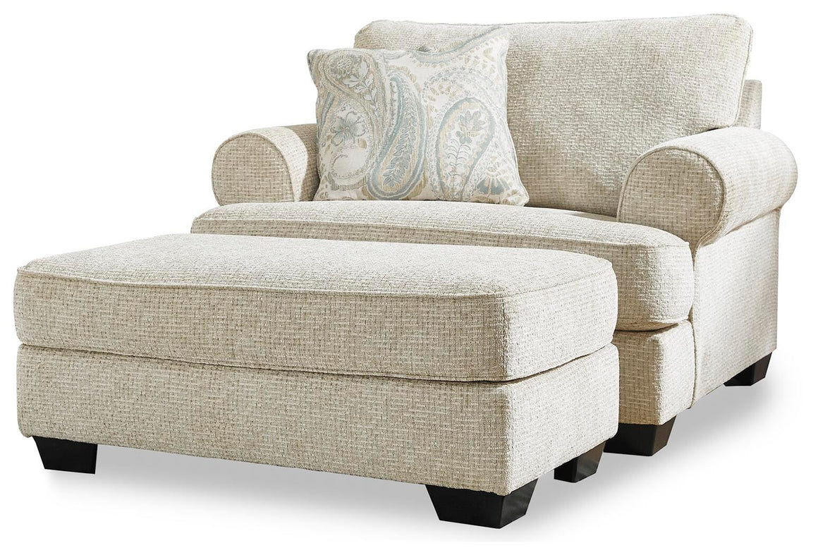 Monaghan Oversized Chair and Ottoman Set - Sandstone