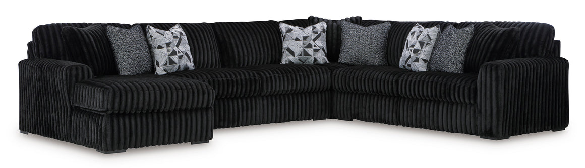 Midnight-Madness 4-Piece Sectional with Left Facing Chaise - Onyx