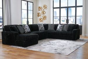 Midnight-Madness 4-Piece Sectional with Left Facing Chaise - Onyx