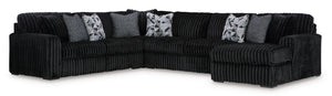 Midnight-Madness 4-Piece Sectional with Right Facing Chaise - Onyx