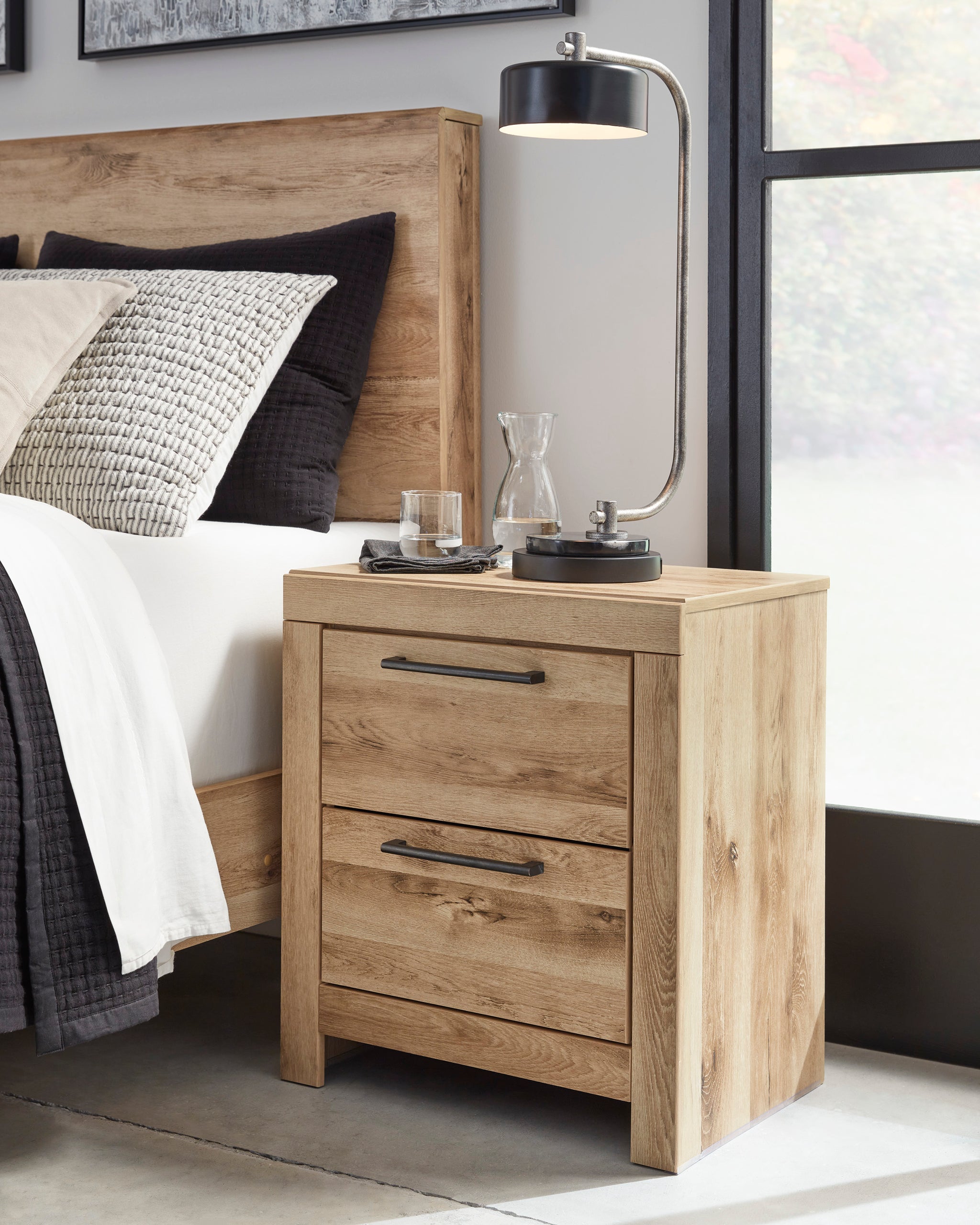 Hyanna Two Drawer Night Stand - Tan Brown