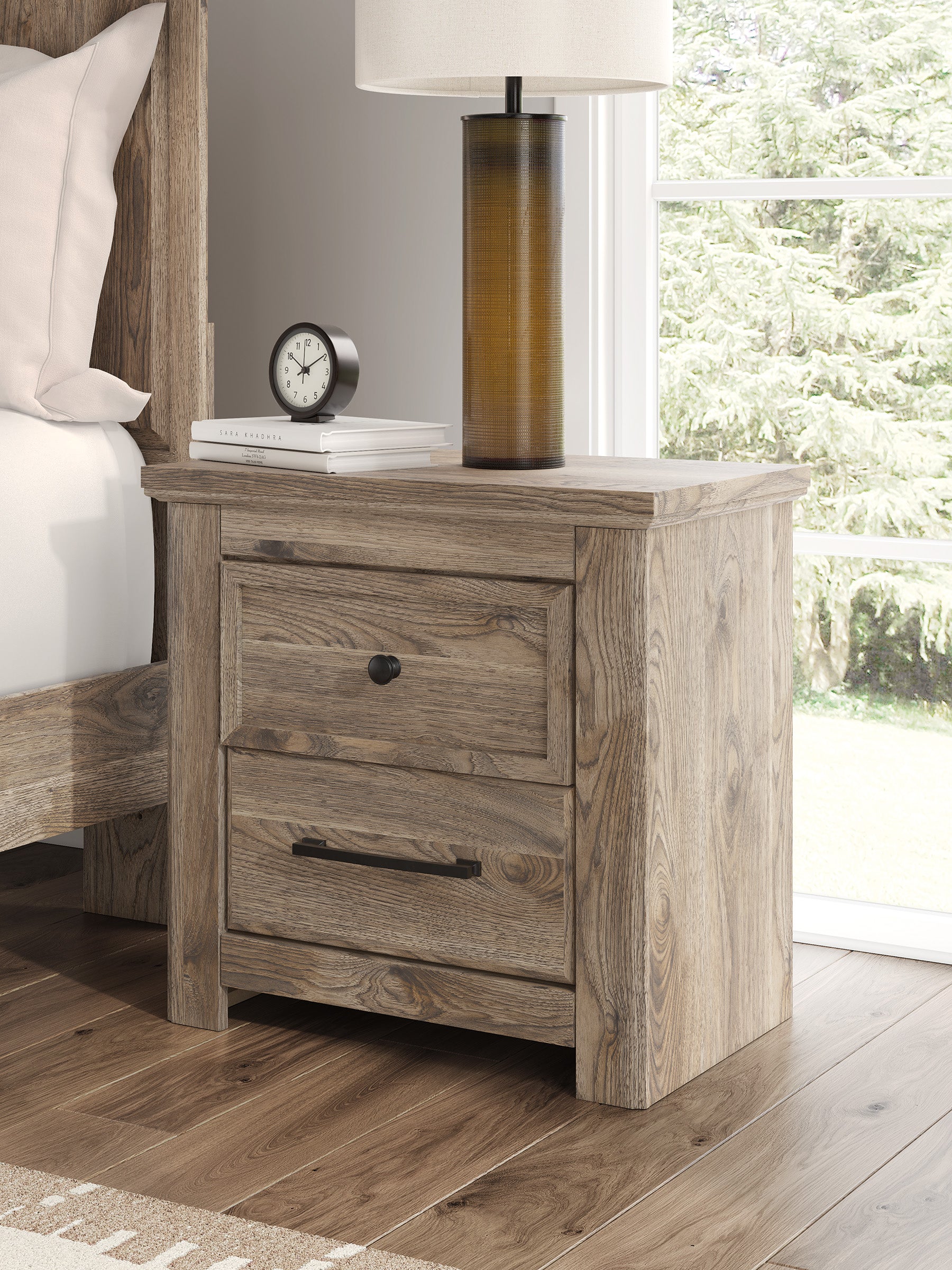Rusticott Two Drawer Nightstand - Brown