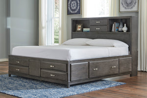 Caitbrook King Storage Bed with 8 Drawers - Gray