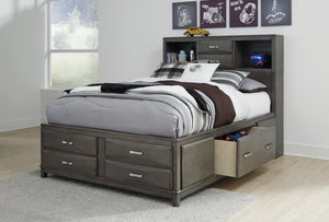 Caitbrook Full Storage Bed with 7 Drawers - Gray