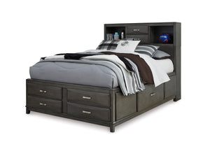 Caitbrook Full Storage Bed with 7 Drawers - Gray