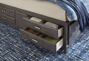 Caitbrook King Storage Bed with 8 Drawers - Gray