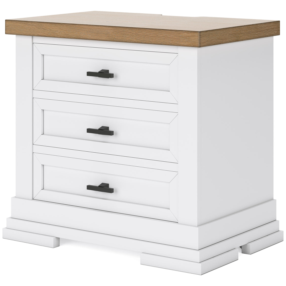 Ashbryn Three Drawer Nightstand - White/Natural