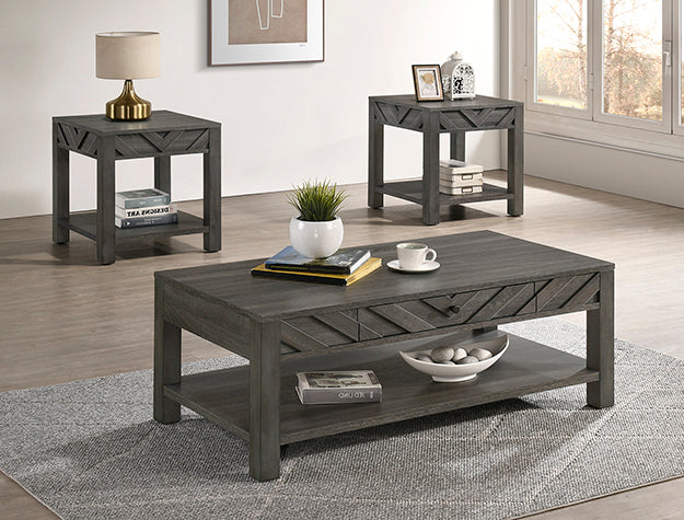 Valor 3-Piece Coffee Table Set-Grey by Crown Mark