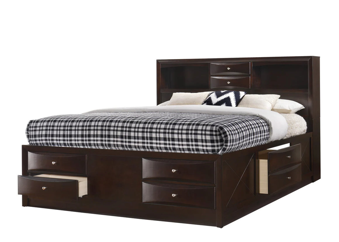 EMILY STORAGE DARK CHERRY BEDROOM 5 PIECE SET
