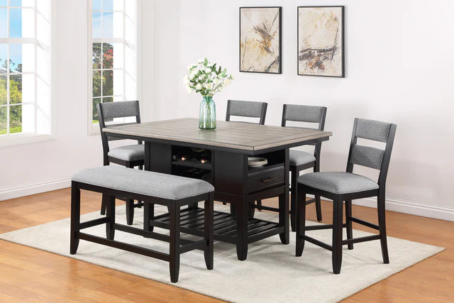 Frey Counter Height Dining Set - Black/Grey