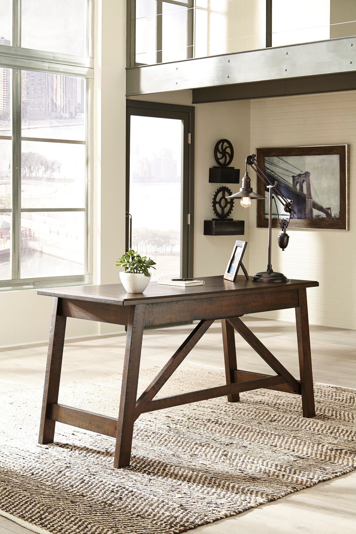 Baldridge Home Office Large Leg Desk - Rustic Brown