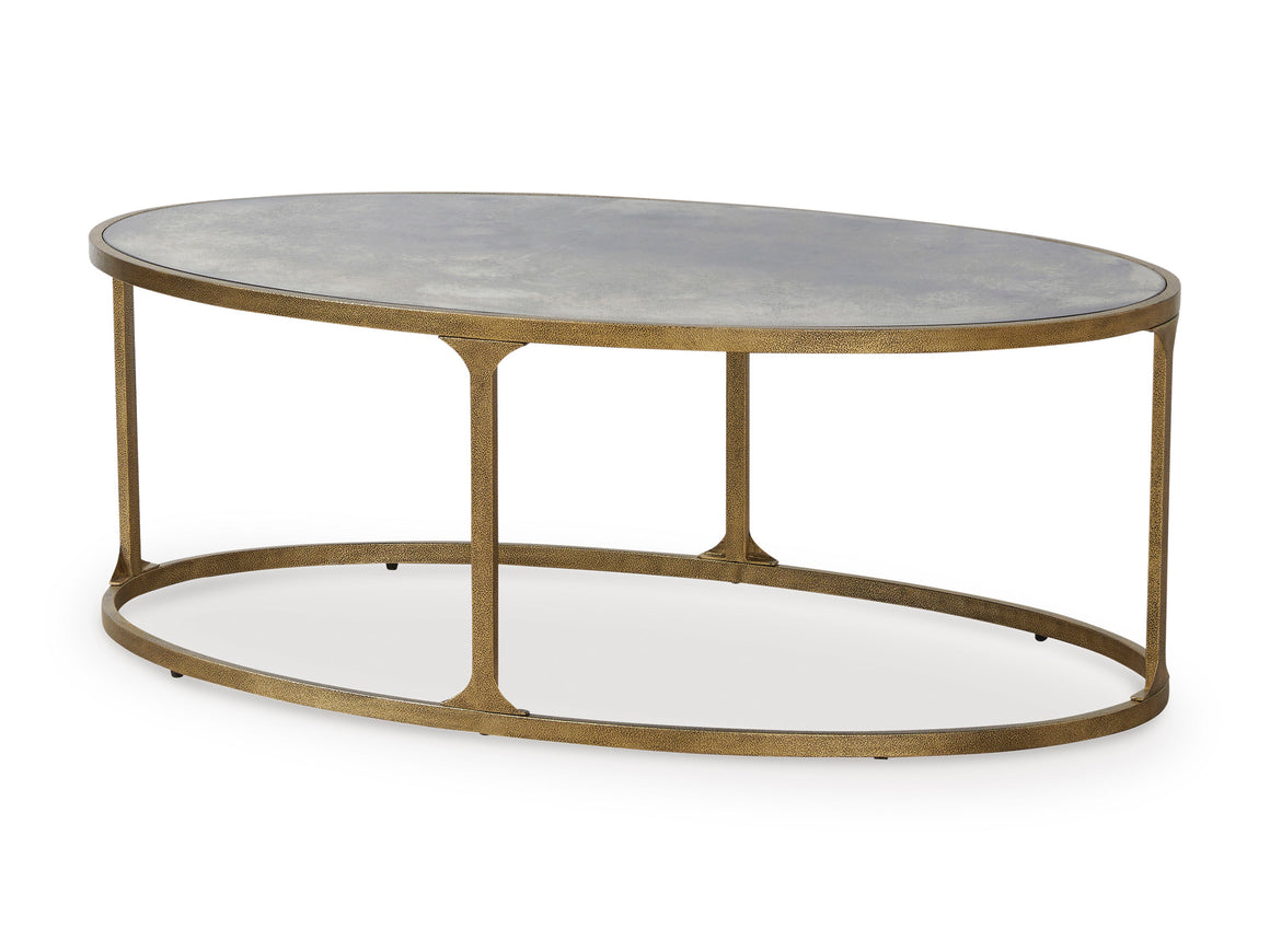Korajane Oval Cocktail Table - Antique Gold