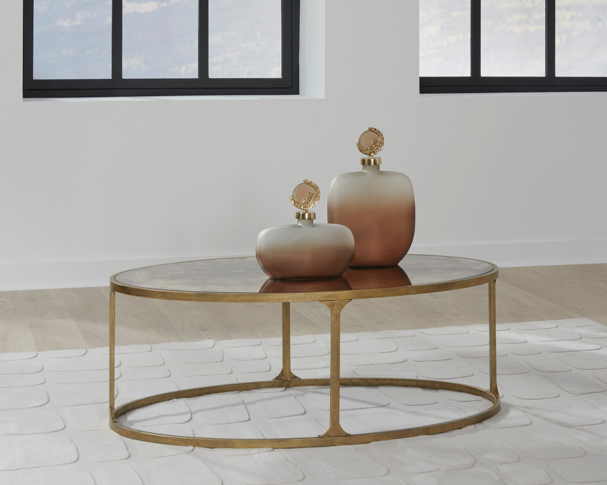 Korajane Oval Cocktail Table - Antique Gold