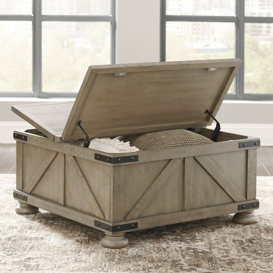 Aldwin Cocktail Table with Storage - Gray