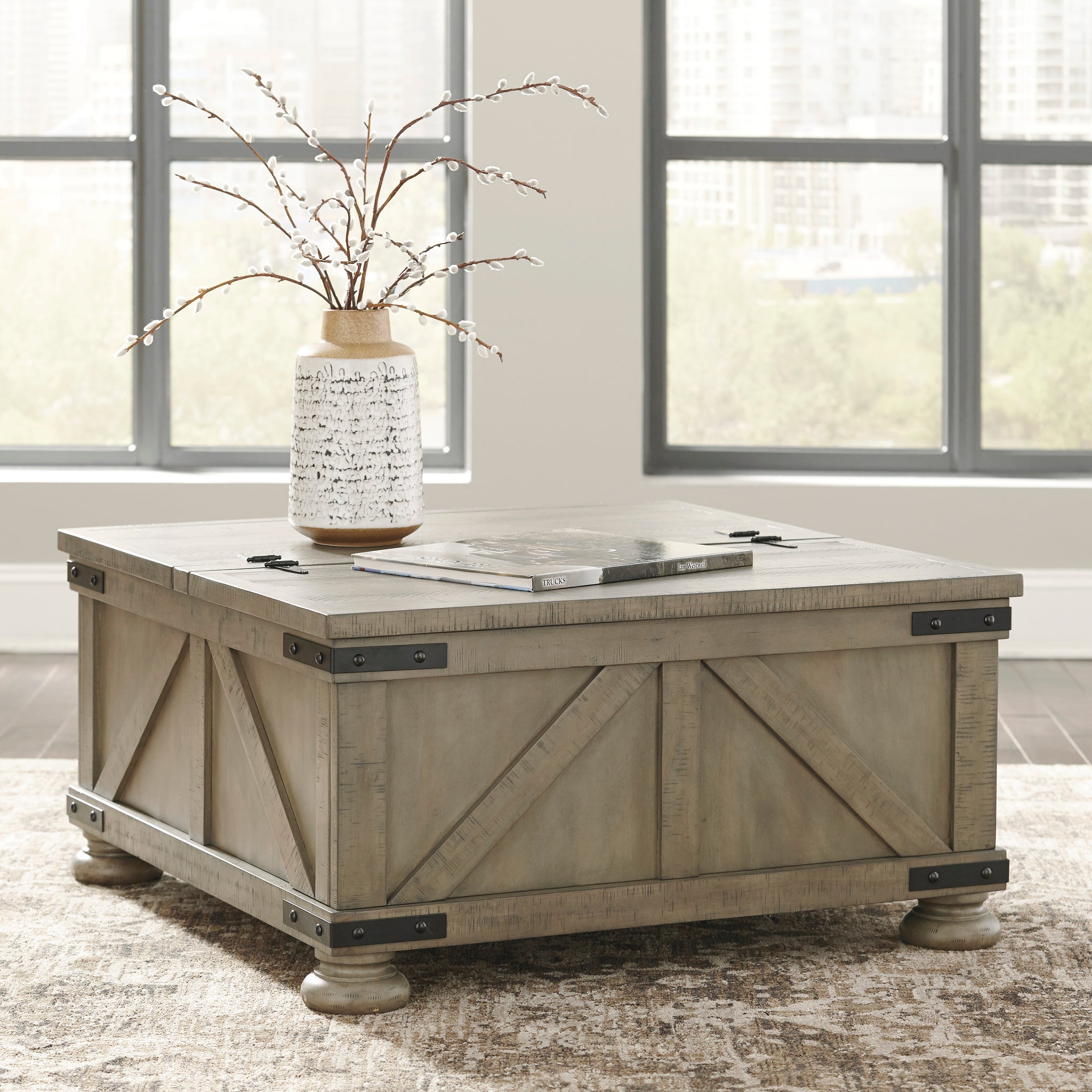 Aldwin Cocktail Table with Storage - Gray