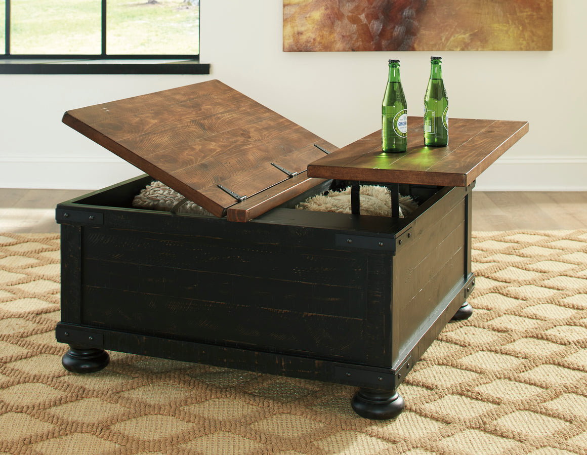 Valebeck Lift Top Cocktail Table - Black/Brown