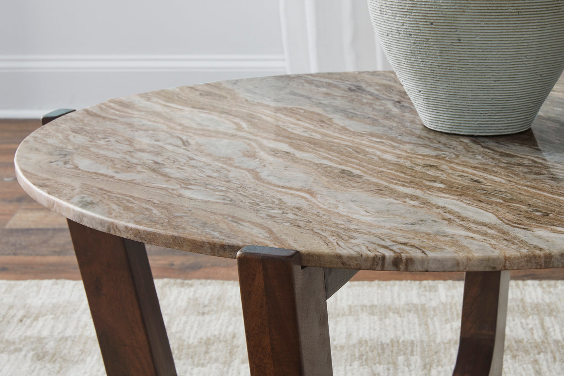 Tanidore Round Cocktail Table - Warm Brown