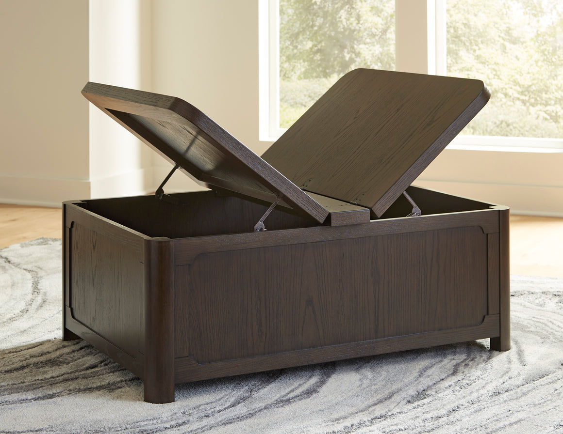 Breckington Cocktail Table with Storage - Dark Brown