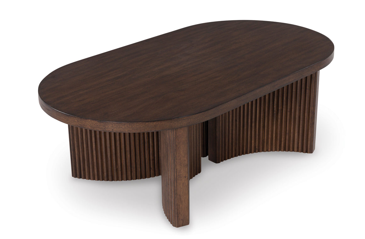 Korestone Oval Cocktail Table - Dark Brown
