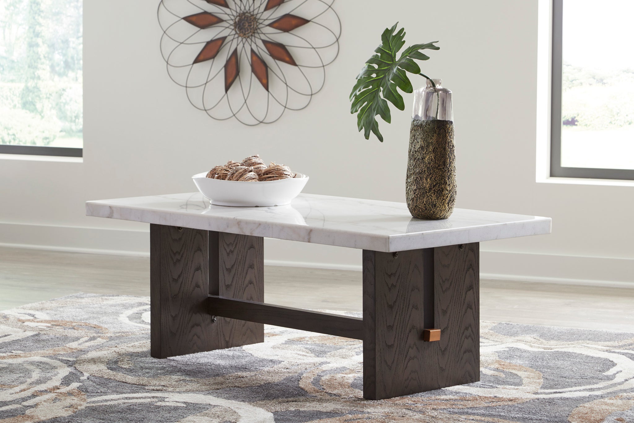 Burkhaus Rectangular Cocktail Table - White/Dark Brown