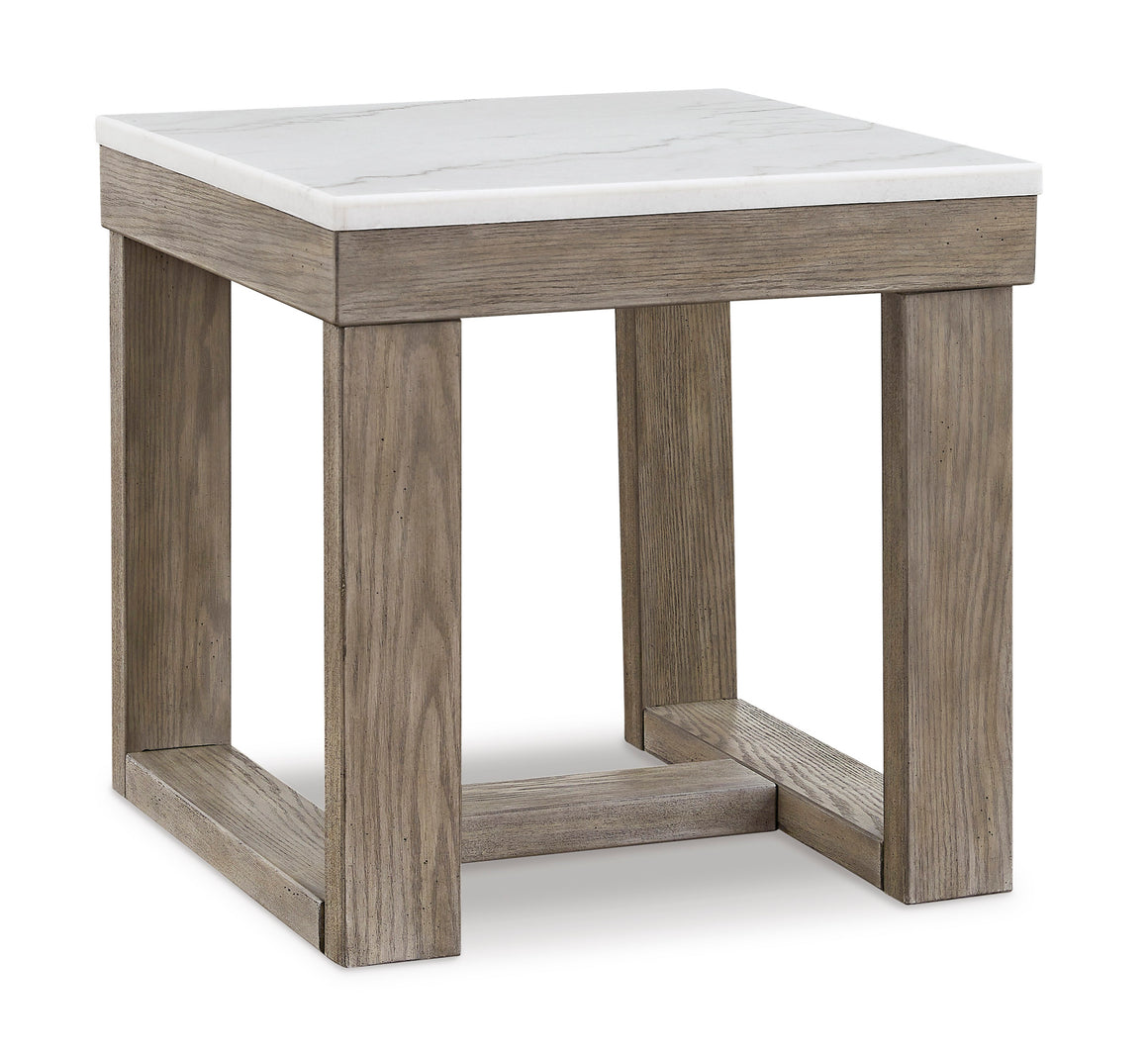 Loyaska Square End Table - Brown/Ivory