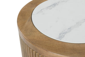 Camdill Round End Table - Light Brown/White