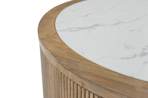 Camdill Round Cocktail Table - Light Brown/White
