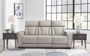 Boyington Dual Power Leather Reclining Sofa - Gray