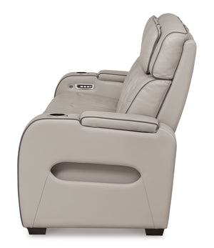 Boyington Dual Power Leather Reclining Sofa - Gray