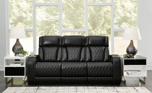 Boyington Dual Power Leather Reclining Sofa - Black