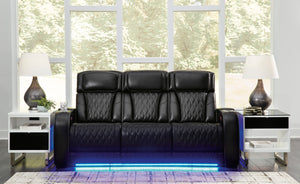 Boyington Dual Power Leather Reclining Sofa - Black