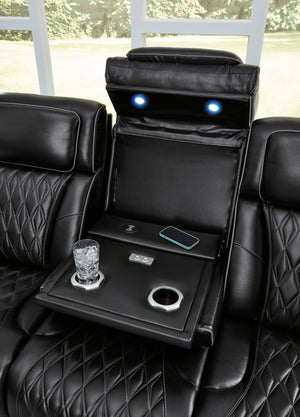 Boyington Dual Power Leather Reclining Sofa - Black