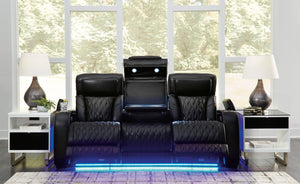 Boyington Dual Power Leather Reclining Sofa - Black