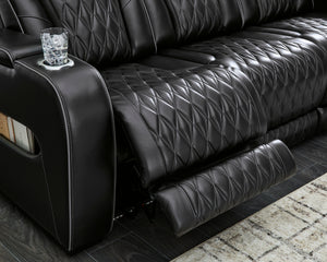Boyington Dual Power Leather Reclining Sofa - Black