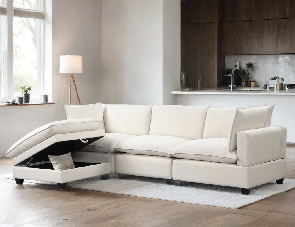 Cloud II Linen Modular Sectional - Sand — digitally edited studio background