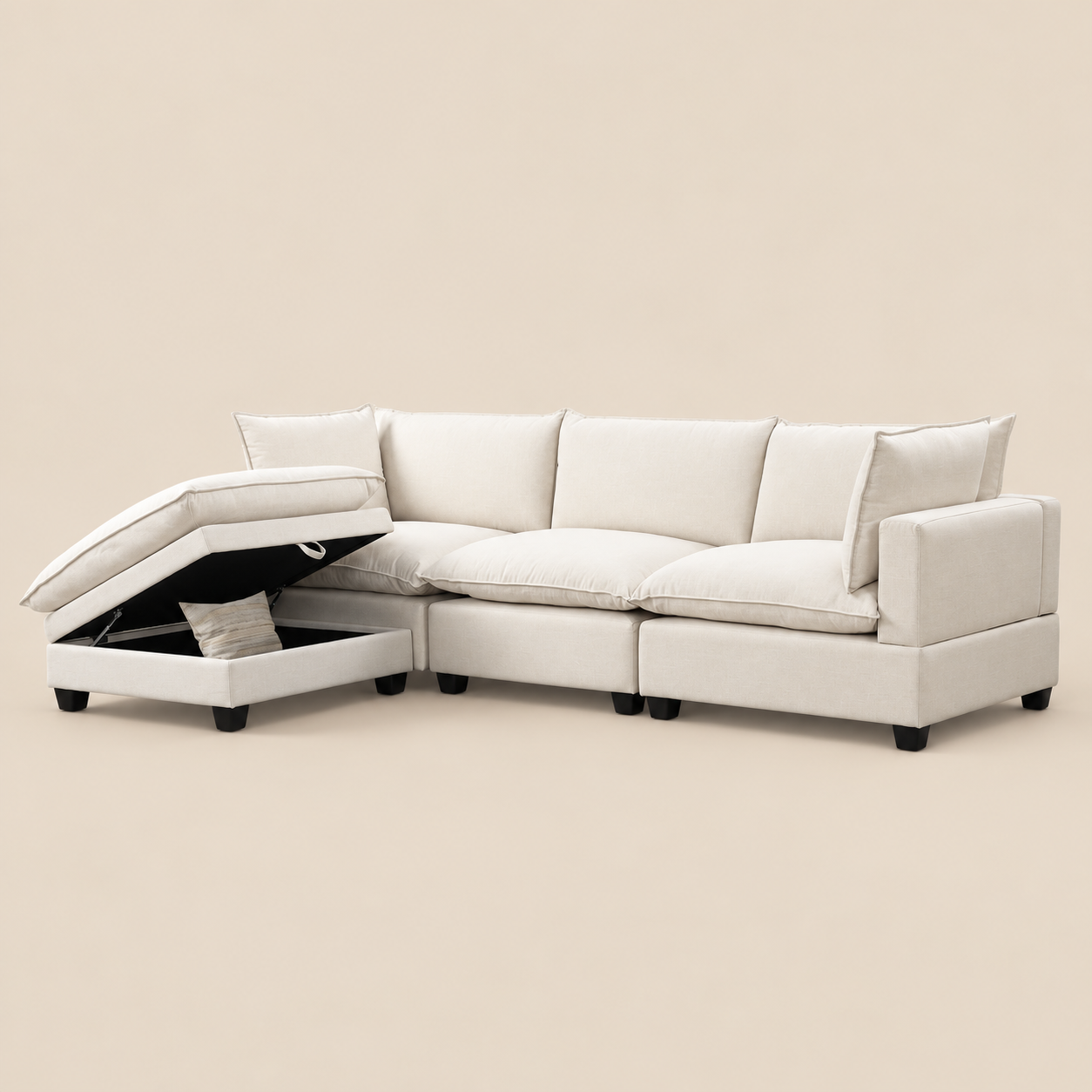Cloud II Linen Modular Sectional - Sand — digitally edited studio background