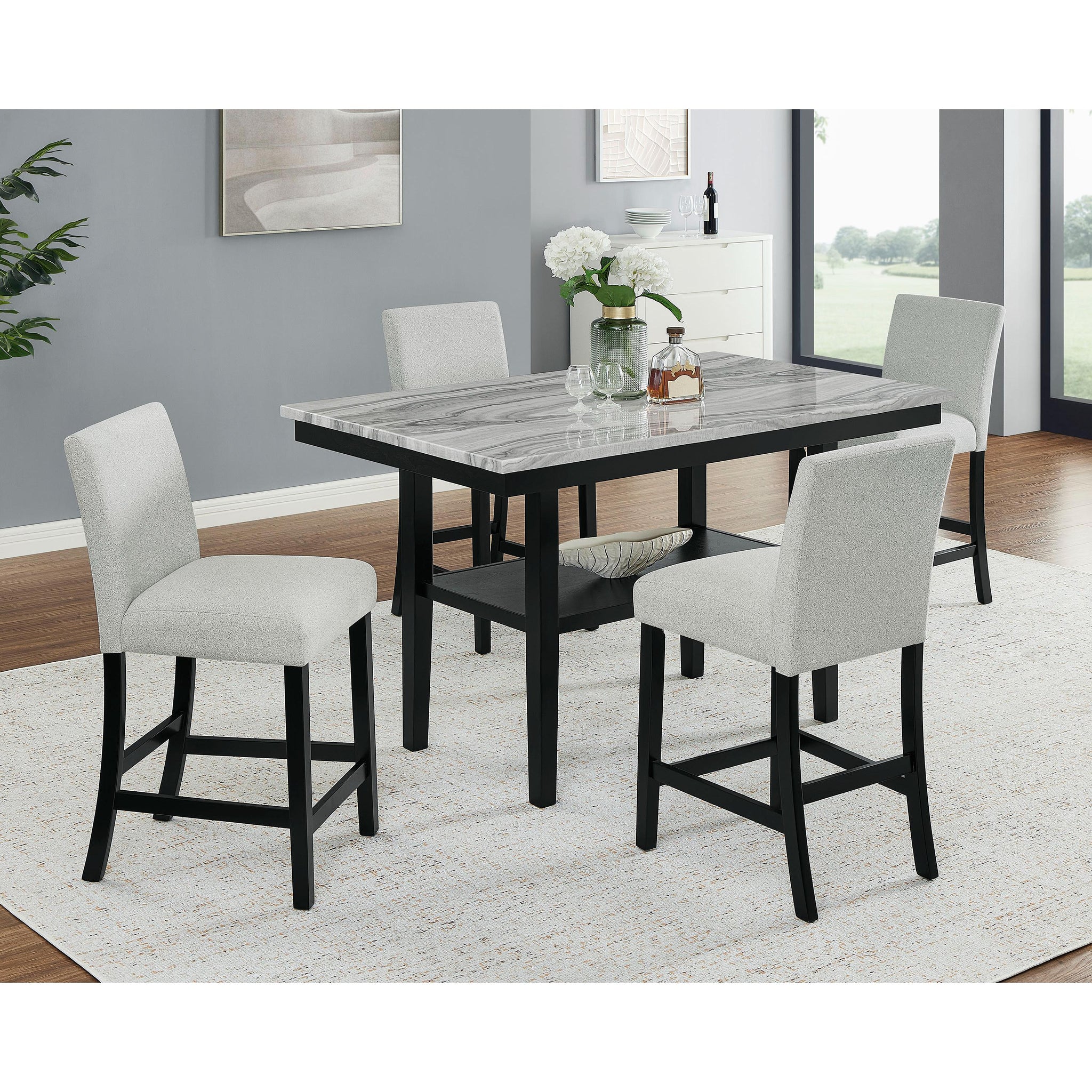 Marbel 5-Piece Faux Marble Counter Height Set - Dove by Crown Mark
