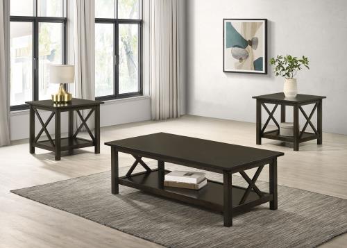 Rachelle 3-piece Rectangular Coffee Table Set Dark Merlot