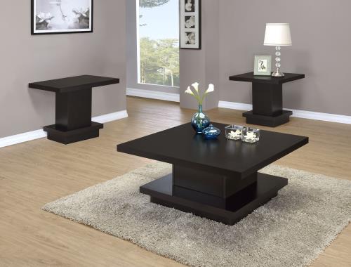 Reston 3-piece Square Coffee and End Table Set Cappuccino